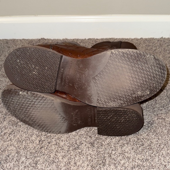 Men's Justin Tekno Crepe Brown Leather Cowboy Boots 9D - Picture 9 of 12